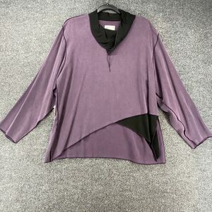 XIAO Top Womens‎ L Purple Tunic Pullover Low Hi Asymmetric Lagenlook Minimalist
